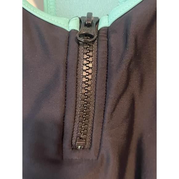 Gerry Girls One Piece Swimsuit Size 16 Black Teal Racerback - Picture 6 of 11